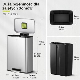 EKO Madison kosz na śmieci z wewnętrzną wkładką - odporny na odciski