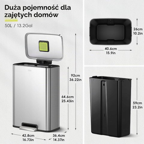 EKO Madison kosz na śmieci z wewnętrzną wkładką - odporny na odciski
