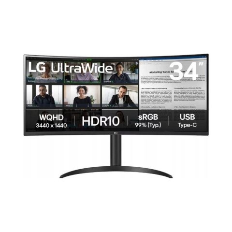 Monitor LG 34" 34WR55QK-B WQHD 21:9 zakrzywiony czarny