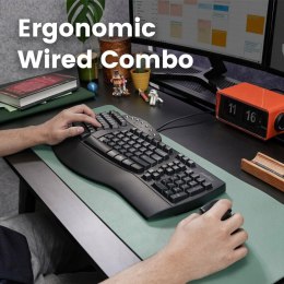 Perixx PERIDUO-512B Ergonomiczny Zestaw Klawiatury i Myszy USB