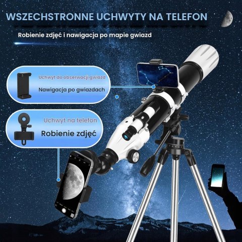 Gaterda 90900 Teleskop Refraktor 90/900 Barlow 3x + Adapter Smartfon