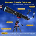 Teleskop Astronomiczny UncleHu 90900 900mm 240x Azymutalny Barlowa