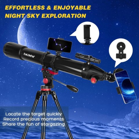 Teleskop Astronomiczny UncleHu 90900 900mm 240x Azymutalny Barlowa