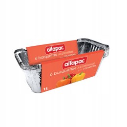 ALFAAC - 6 ALUMINIOWYCH MISEK O GŁĘBOKOŚCI 1 LITRA Z POKRYWKAMI
