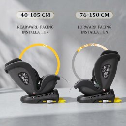 Fotelik samochodowy Reecle 360 i-size ISOFIX 0-36 kg 40-150 cm czarny