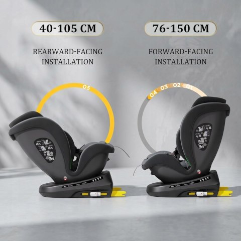 Fotelik samochodowy Reecle 360 i-size ISOFIX 0-36 kg 40-150 cm czarny