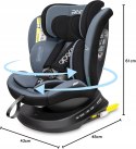 Fotelik samochodowy Reecle 360 i-size ISOFIX 0-36 kg 40-150 cm czarny