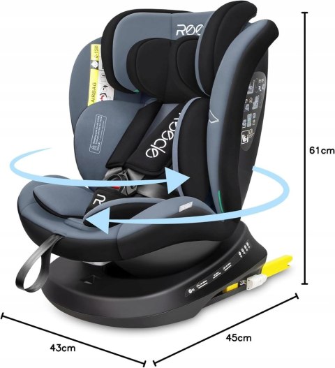 Fotelik samochodowy Reecle 360 i-size ISOFIX 0-36 kg 40-150 cm czarny