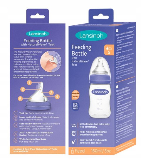 Lansinoh Butelka mOmma Natural Wave 160ml