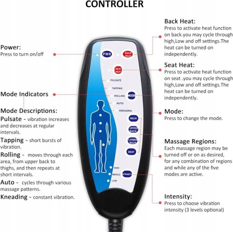 Mata masująca Comfier CF-2606 czarna masaż podgrzewanie