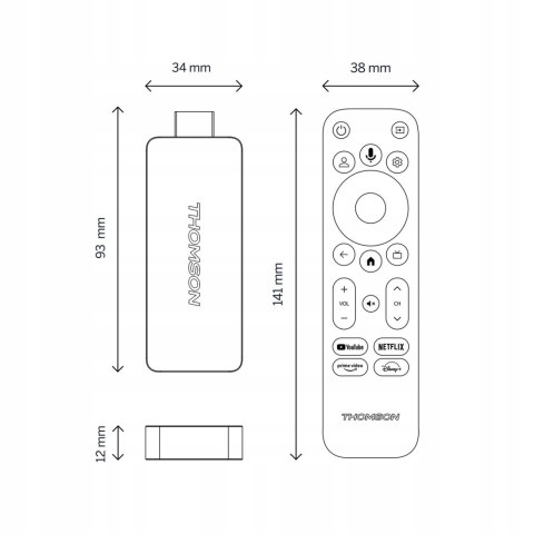 Streaming Stick Thomson 140 G 4K UHD 8 GB Google TV Wbudowany Chromecast