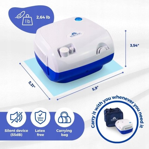 Inhalator Nebulizator Przenośny Biało-Niebieski Neb2 Dla Dzieci i Dorosłych
