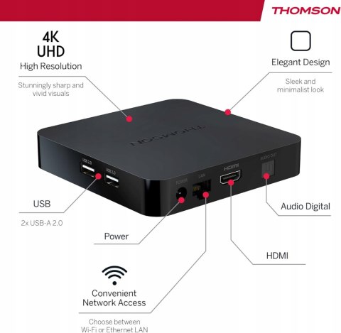 Odtwarzacz multimedialny Thomson 240 4K Ultra HD Android TV 12 2 GB