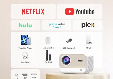 Projektor LCD Yaber L2s Full HD 1080p 700 ANSI WiFi 6 Bluetooth Zoom