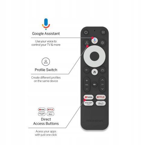 Streaming Stick Thomson 140 G 4K UHD 8 GB Google TV Wbudowany Chromecast