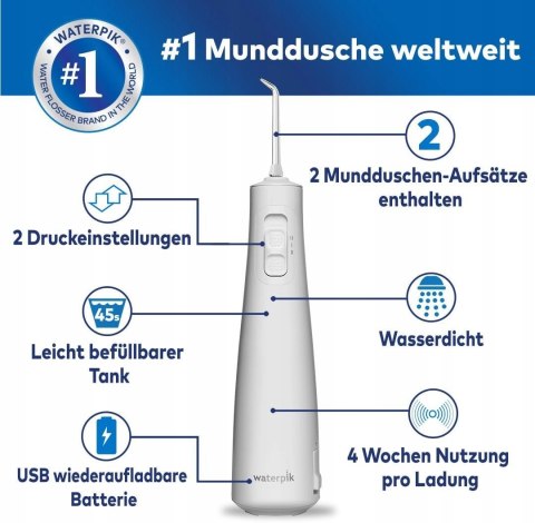 WATERPIK WF-20 PULSE IRYGATOR DO ZĘBÓW DENTYSTYCZNY BEZPRZEWODOWY BIAŁY