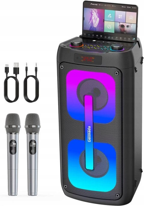 Zestaw Karaoke Głośnik Gesnada K68 Bluetooth 80 W z Dwoma Mikrofonami