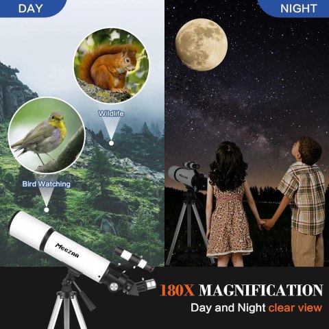 MEEZAA 80600 Teleskop Refraktor 80/600 FMC Barlow 3x + Adapter Smartfon