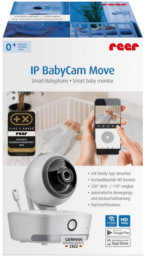 Niania elektroniczna z kamerą Reer BabyCam Move Wi Fi tryb nocny Biała