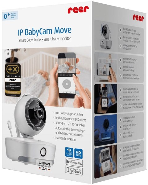 Niania elektroniczna z kamerą Reer BabyCam Move Wi Fi tryb nocny Biała