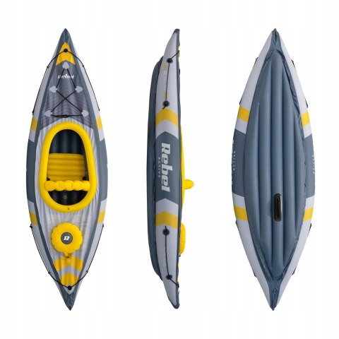 Rebel Electro Kajak Pompowany 282x90 cm Wiosło Pompka Siedzisko RBA-4515