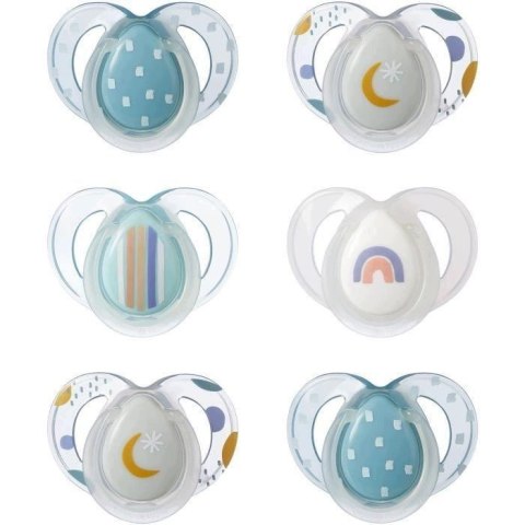 Smoczek nocny Tommee Tippee 6-18 miesięcy - niebieska tęcza - 6 szt.