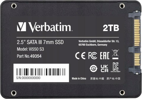 Dysk SSD Verbatim VI550 S3 2 TB 2 5 SATA III TLC Technologia TRIM NCQ