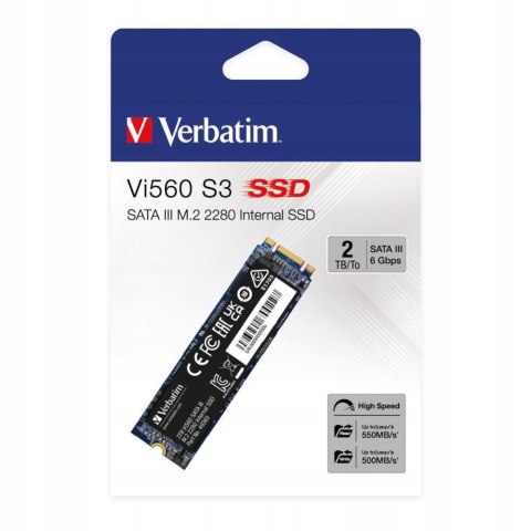 Dysk SSD Verbatim Vi560 2 TB M.2 2280 SATA III odczyt do 550 MB/s