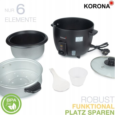 Kuchenka do ryżu Korona 58020 2 w 1 z wkładką parową 1,0-l