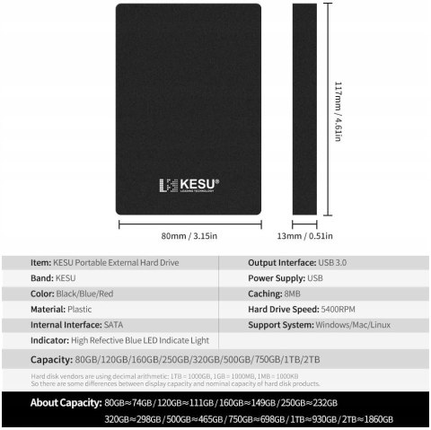 Dysk przenośny Kesu 120GB USB 3.0 FV MEGA HiT!