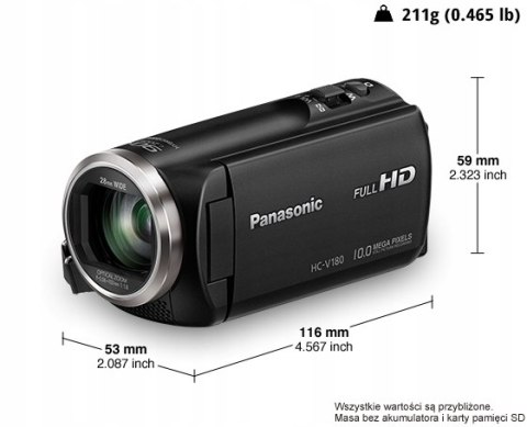 Kamera cyfrowa Panasonic HC-V180 + Karta SD 16GB
