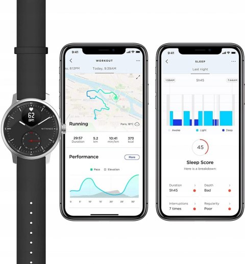 Smartwatch hybrydowy Withings ScanWatch 42 mm HiT!