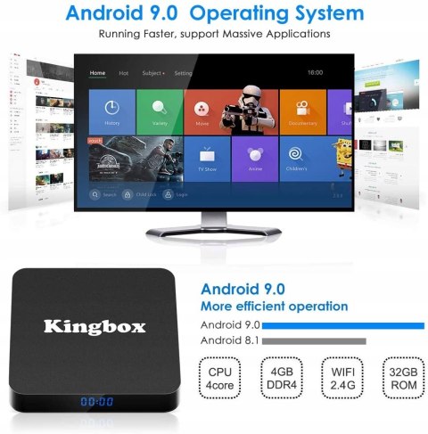 TV box Kingbox K4S Android 9.0 4GB RAM + 32GB ROM