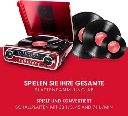 GRAMOFON ION MUSTANG LP USB AUX FM RED OKAZJA HIT!
