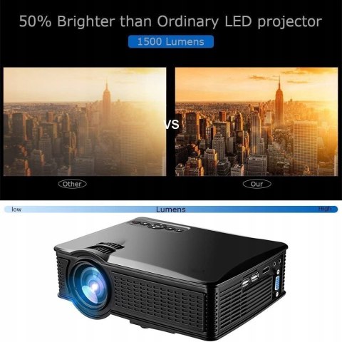 Projektor Huiheng 1500 lumen Kontrast 1000: 1 LUX!