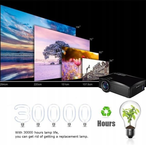 Projektor Huiheng 1500 lumen Kontrast 1000: 1 LUX!