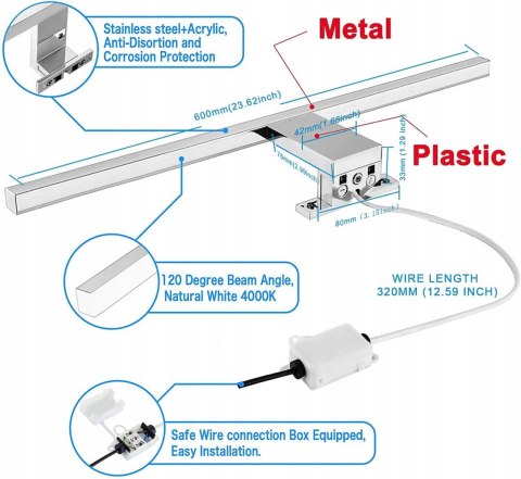 LAMPA LED NAD LUSTRO SREBRNA NOWOCZESNA CUB-600