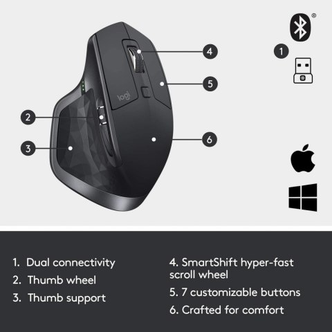 Myszka bezprzewodowa Logitech MX Master 2S laser Myszka bezprzewodowa Logitech MX Master 2S laser