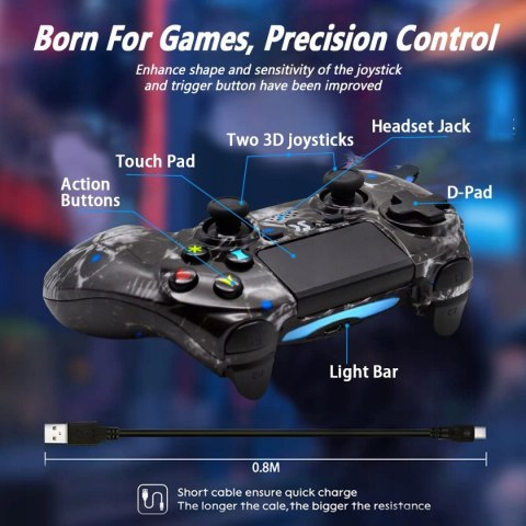 Bezprzewodowy pad PS4 czaszka czarny 800mAh