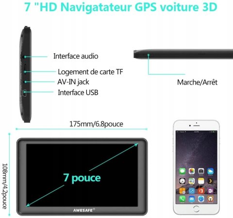 NAWIGACJA AWESAFE 7'' GPS MAPY EUROPY OKAZJA HIT!