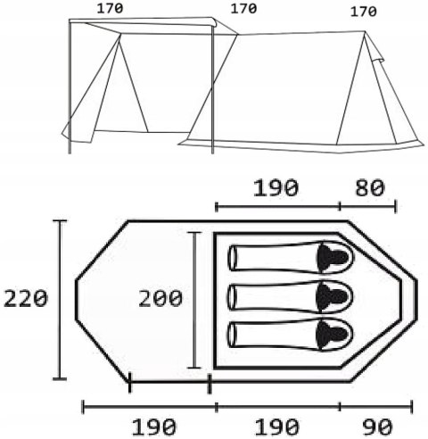 Namiot kempingowy 10T Mungaroo 3 osobowy wysoki!