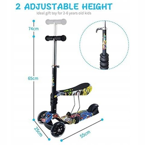 Hulajnoga dziecięca Arkmiido L523 czarny 3w1 HIT