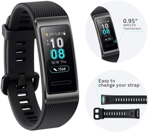 Smartwatch Huawei Band 3 Pro czarny Opaska Fitness