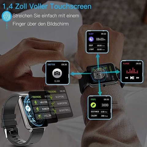 Smartwatch sportowy Zagzog czarny monitorowanie!