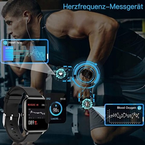 Smartwatch sportowy Zagzog czarny monitorowanie!