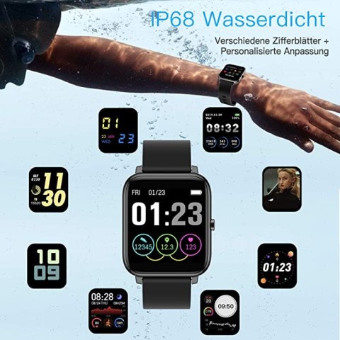 Smartwatch sportowy Zagzog czarny monitorowanie!