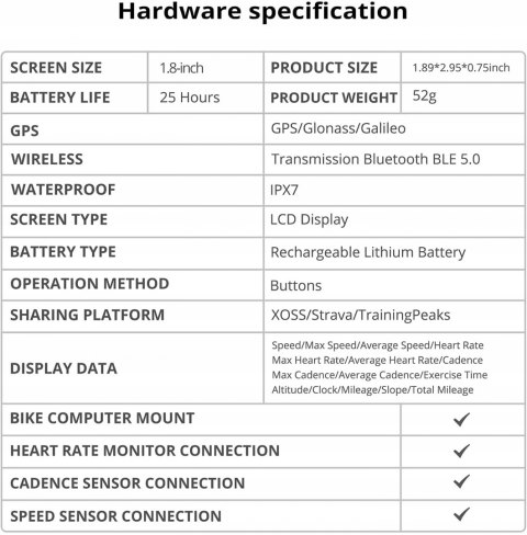 Licznik rowerowy XOSS Bike GPS G+ bezprzewodowy