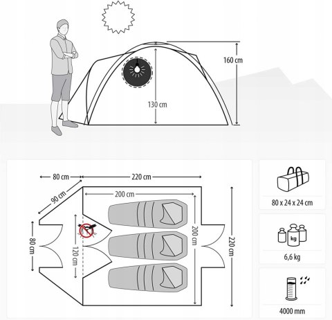 Namiot turystyczny Qeedo Quick Oak 3 GW FV HiT