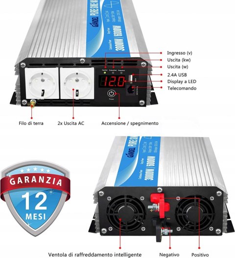 Przetwornica sinusoidalna Giandel 3000W 12V OKAZJA