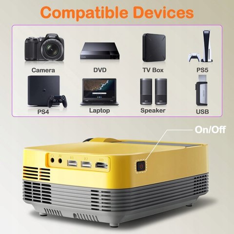 Miniprojektor LCD Yefound 6 HD + STATYW 6500 LM !!